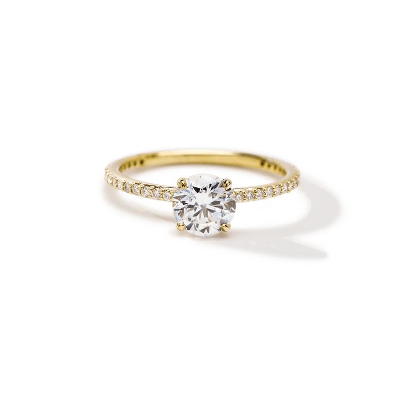 Solitaire Pavé Band Engagement Ring-engagement ring-Ashley Schenkein Jewelry Design