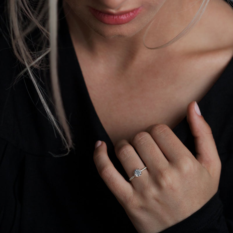 Solitaire Pavé Band Engagement Ring-engagement ring-Ashley Schenkein Jewelry Design