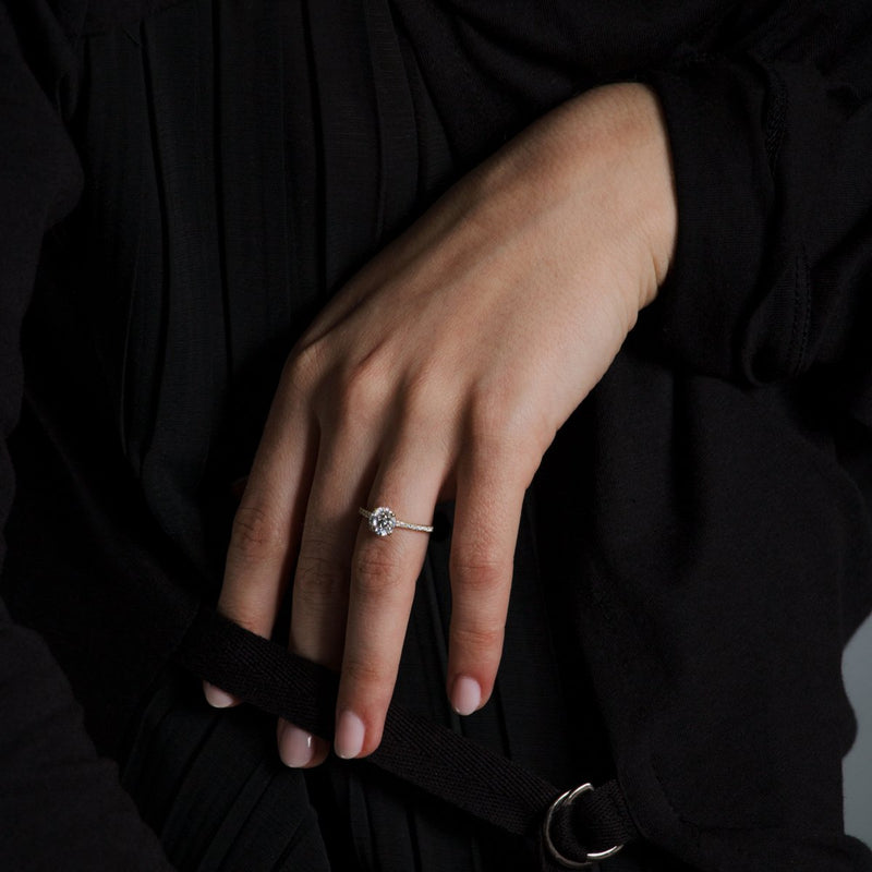 Solitaire Pavé Band Engagement Ring-engagement ring-Ashley Schenkein Jewelry Design