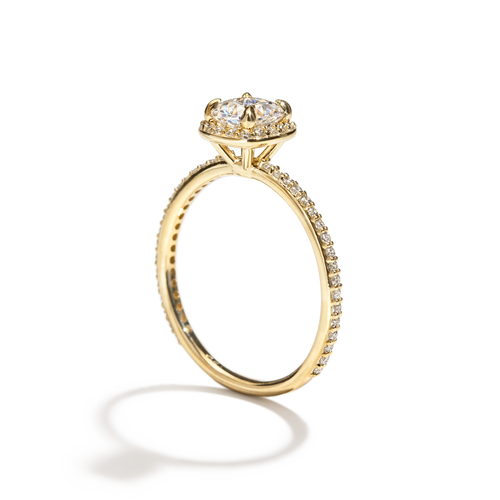 Pavé Diamond Halo and Band Engagment Ring Setting-engagement ring-Ashley Schenkein Jewelry Design