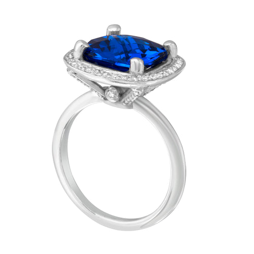 Sapphire and Diamond Halo Engagement Ring Setting-Engagement Ring-Ashley Schenkein Jewelry Design