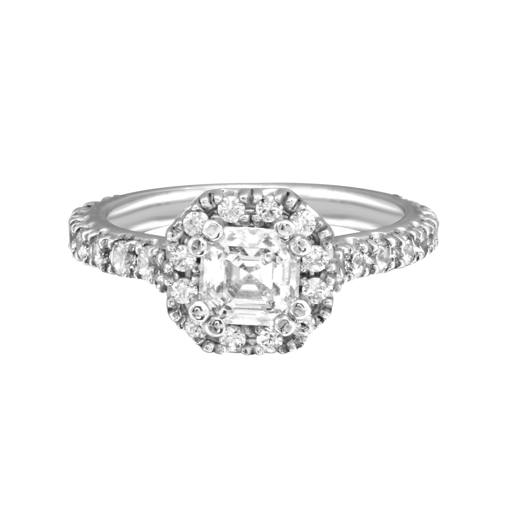 Asscher Halo Engagement Ring Setting-Engagement Ring-Ashley Schenkein Jewelry Design