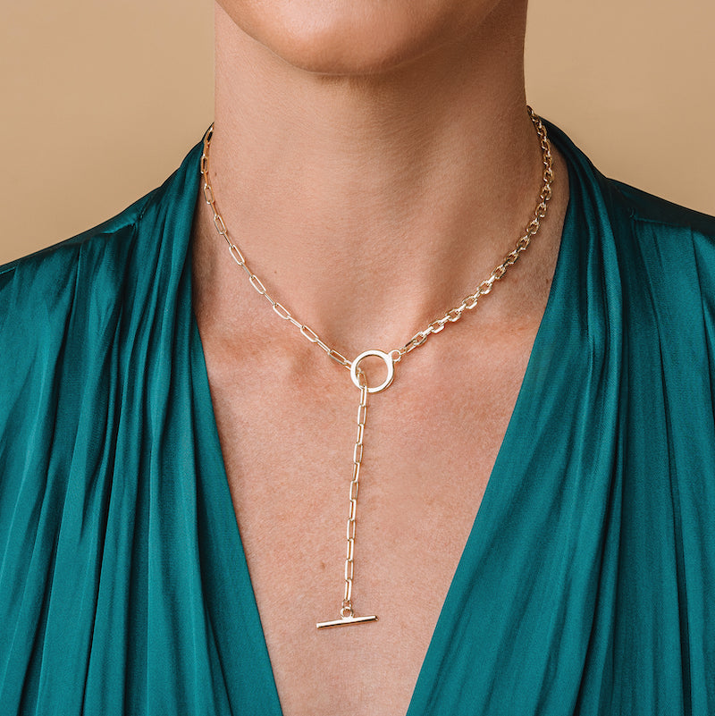 Mixed Paper Clip Chain Necklace-Necklace-Ashley Schenkein Jewelry Design