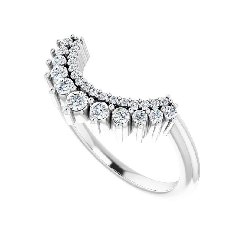 Wide Pavé Diamond Double Row Contour Tracer Wedding Band-Tracer band-Ashley Schenkein Jewelry Design