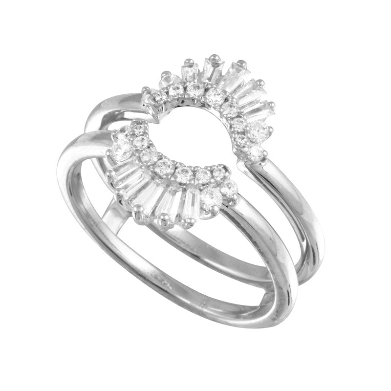 Baguette Halo Sunburst Guard Ring-Ring Guard-Ashley Schenkein Jewelry Design