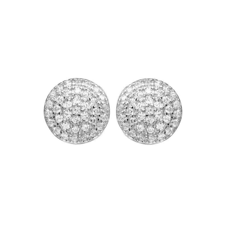 CZ Pavé Curved Disc Stud Earrings-Earrings-Ashley Schenkein Jewelry Design