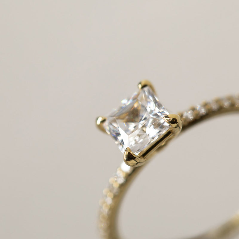 Solitaire Pavé Band Engagement Ring-engagement ring-Ashley Schenkein Jewelry Design