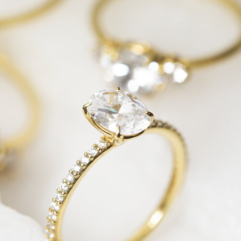 Solitaire Pavé Band Engagement Ring-engagement ring-Ashley Schenkein Jewelry Design