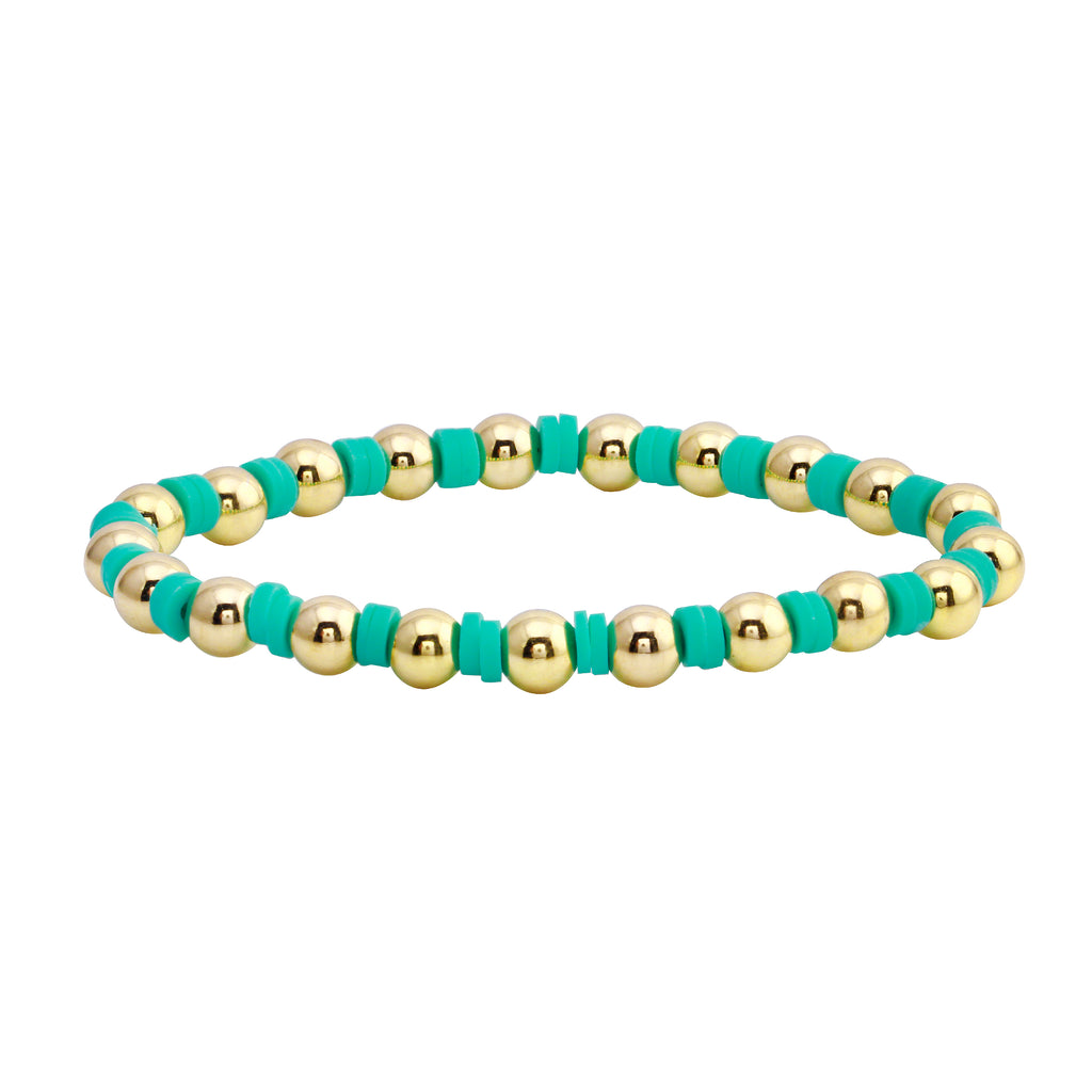 Polymer Clay Disc and Gold-filled Bead Bracelet-Bracelets-Ashley Schenkein Jewelry Design
