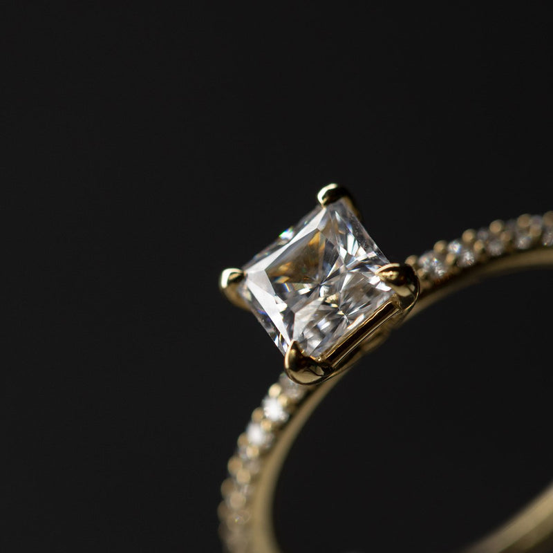 Solitaire Pavé Band Engagement Ring-engagement ring-Ashley Schenkein Jewelry Design