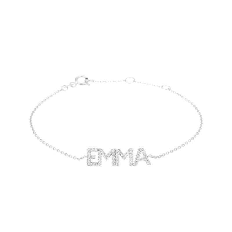 Diamond Pavé Personalized Block Letter Bracelet-Bracelets-Ashley Schenkein Jewelry Design