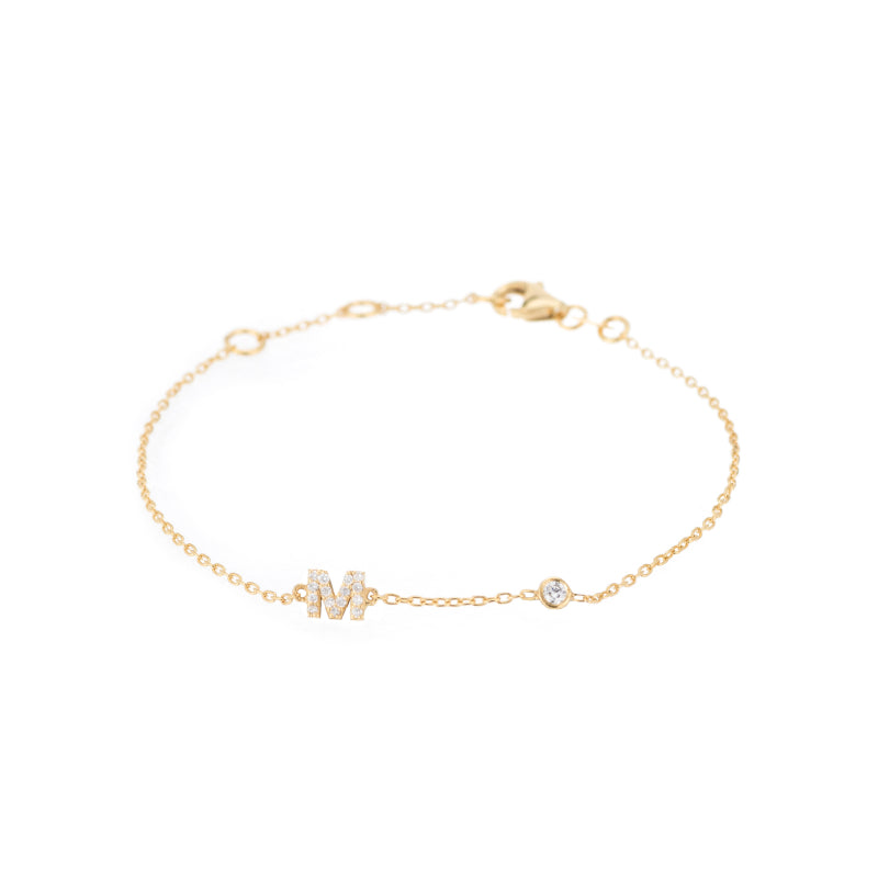 gold m letter bracelet