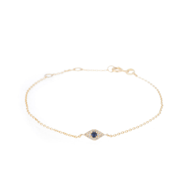Diamond and Sapphire Evil Eye Bracelet, 14ky-Bracelets-Ashley Schenkein Jewelry Design