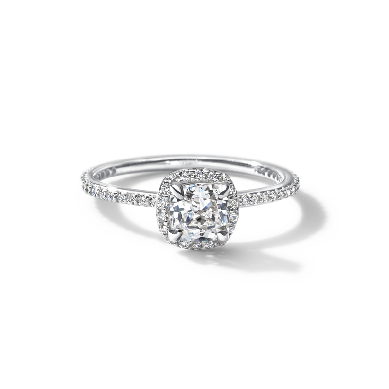 Pavé Diamond Halo and Band Engagment Ring Setting-engagement ring-Ashley Schenkein Jewelry Design