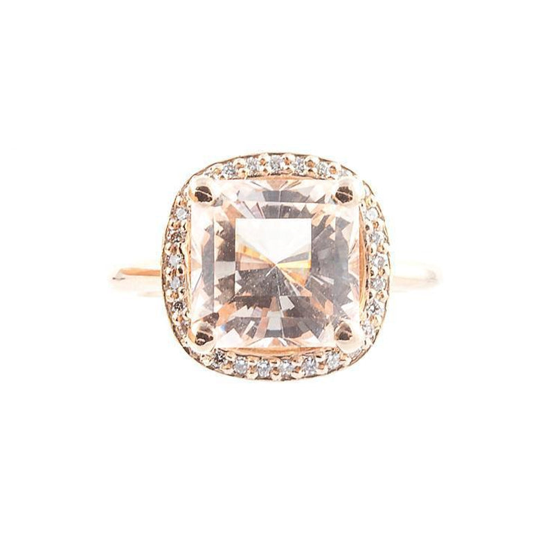 Morganite and Diamond Halo Engagement Ring Setting-Engagement Ring-Ashley Schenkein Jewelry Design