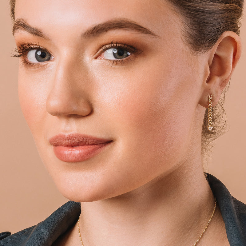 Seattle Curb Chain Gemstone Drop Earrings-Earrings-Ashley Schenkein Jewelry Design