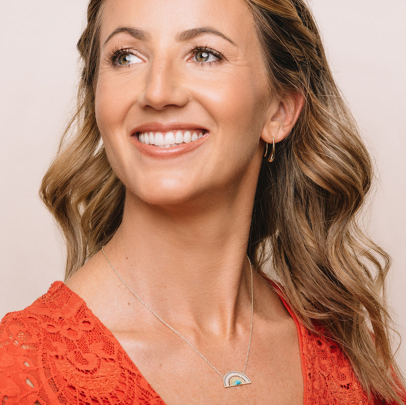 Rainbow Pavé Necklace-Necklaces-Ashley Schenkein Jewelry Design