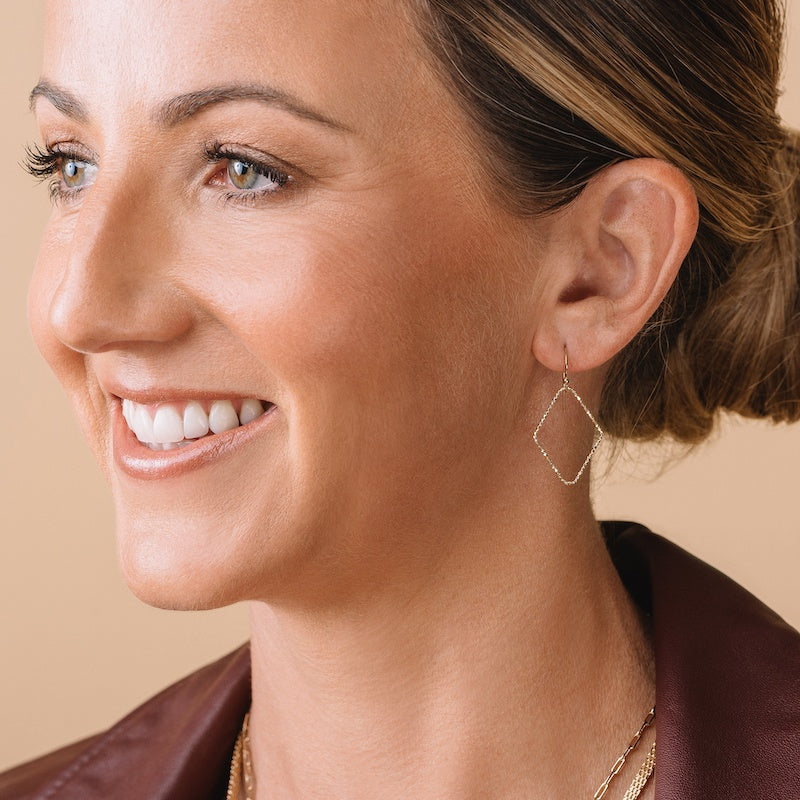 Diamond Cut Kite Drop Earrings-Earrings-Ashley Schenkein Jewelry Design