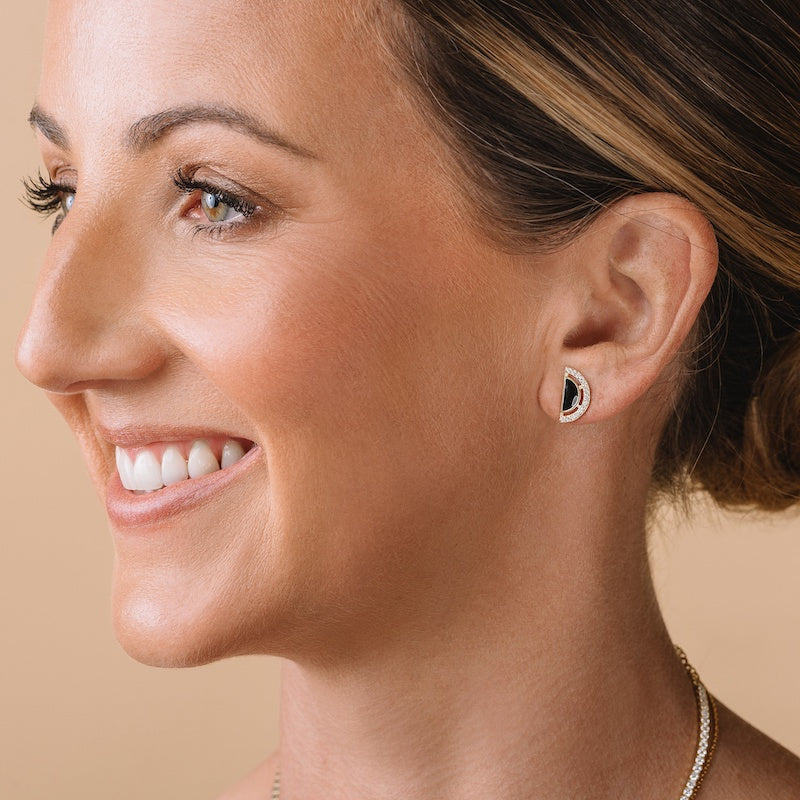 Half Moon Enamel and Pavé Earrings-Earrings-Ashley Schenkein Jewelry Design