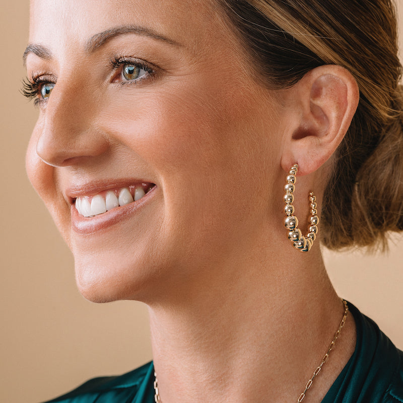 Graduated Bead Hoop Earrings-Earrings-Ashley Schenkein Jewelry Design