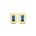 Emerald Shaped Gold Gemstone Baguette Stud Earring-Earrings-Ashley Schenkein Jewelry Design