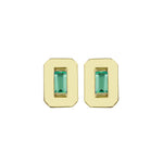 Emerald Shaped Gold Gemstone Baguette Stud Earring-Earrings-Ashley Schenkein Jewelry Design