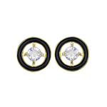 White Zircon and Enamel Circle Stud Earrings-Earrings-Ashley Schenkein Jewelry Design