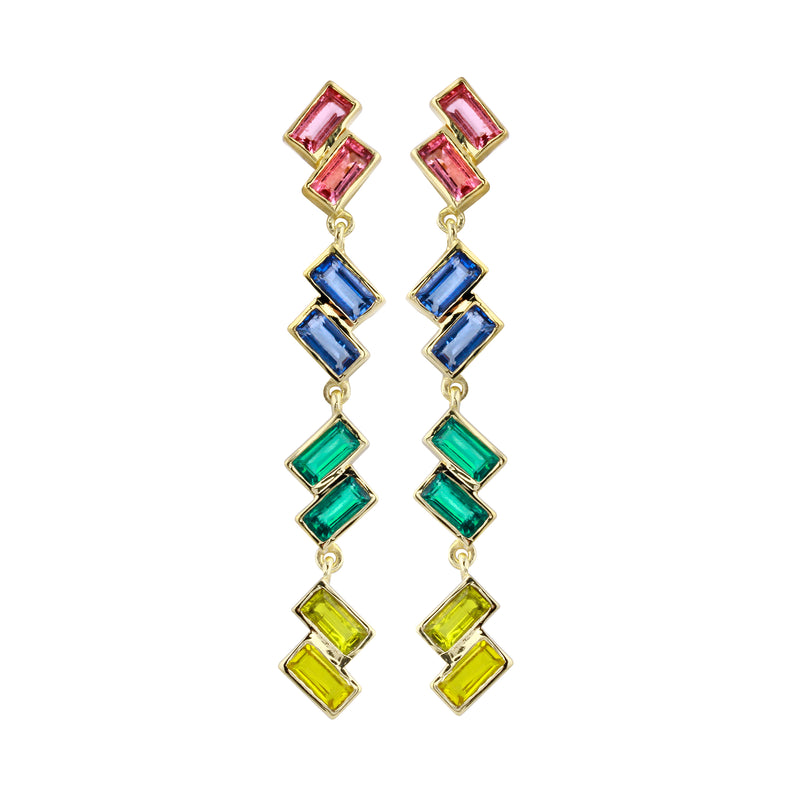 Gemstone Baguette Cascade Drop Stud Earrings-Earrings-Ashley Schenkein Jewelry Design