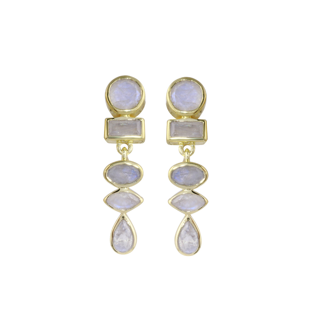 Multi Shape Gemstone Drop Stud Earrings-Earrings-Ashley Schenkein Jewelry Design