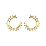 Forward Facing Open Hoop Gemstone Stud Earrings-Earrings-Ashley Schenkein Jewelry Design