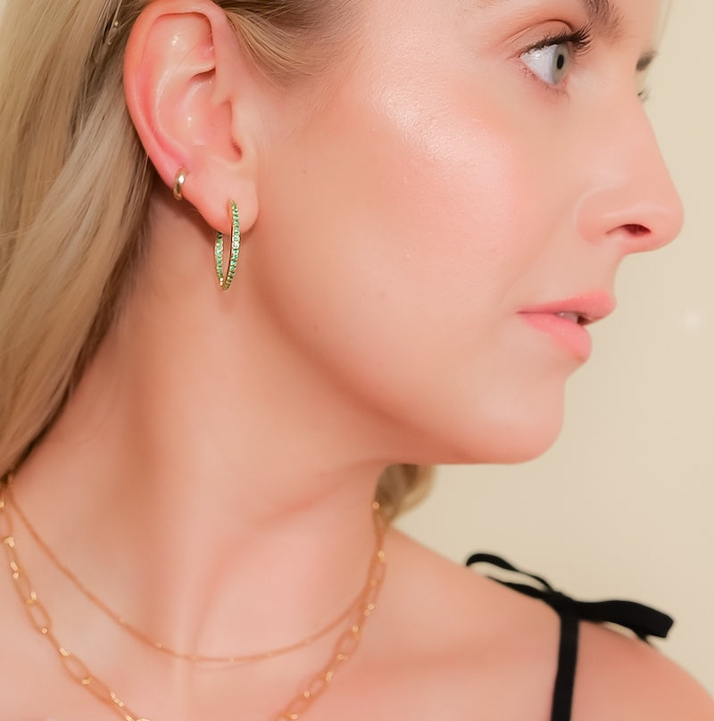 Inside Out Reversible Gemstone Hoop Earrings-Earrings-Ashley Schenkein Jewelry Design