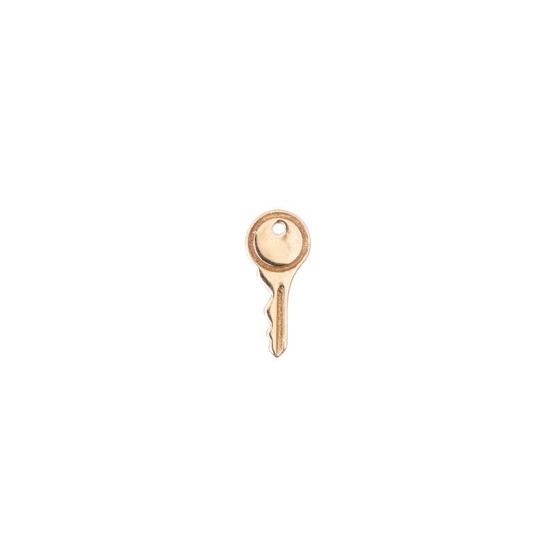 Solid Gold Tiny Key Stud Single Earring, 14k-Earrings-Ashley Schenkein Jewelry Design