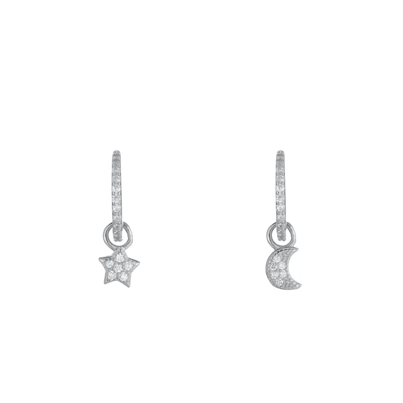 Melrose CZ Pavé Moon and Star Drop Earrings-Earrings-Ashley Schenkein Jewelry Design
