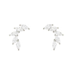 CZ Leaf Ear Crawler Earrings-Earrings-Ashley Schenkein Jewelry Design