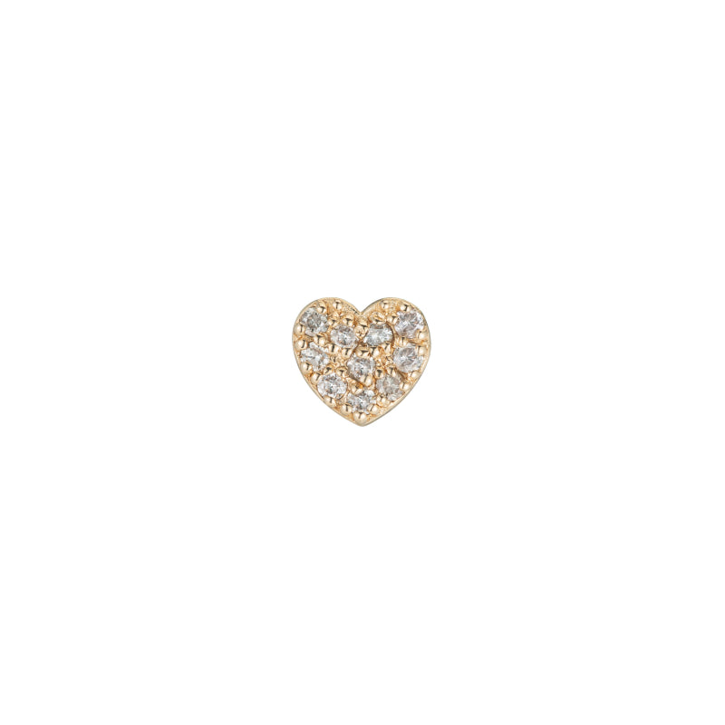 Diamond Pavé Heart Stud Single Earring, 14k-Earrings-Ashley Schenkein Jewelry Design