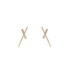 Diamond Pavé and Gold X Stud Earrings, 14k-Earrings-Ashley Schenkein Jewelry Design