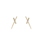 Diamond Pavé and Gold X Stud Earrings, 14k-Earrings-Ashley Schenkein Jewelry Design