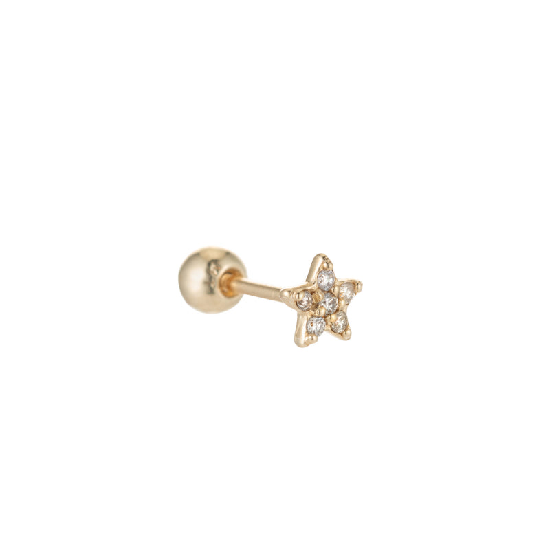 Diamond Pavé Star Stud Single Earring, 14k-Earrings-Ashley Schenkein Jewelry Design