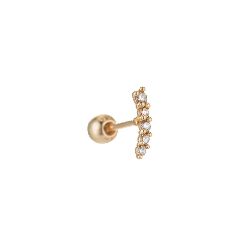 Solid Gold Diamond Curved Single Stud Earring, 14k-Earrings-Ashley Schenkein Jewelry Design