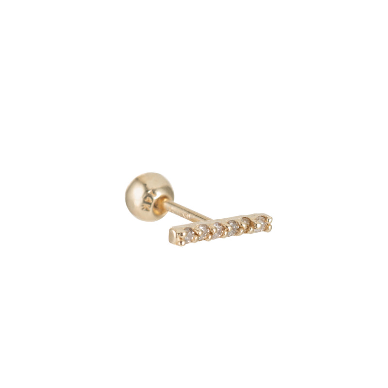 Diamond Pavé Bar Stud Single Earring, 14k-Earrings-Ashley Schenkein Jewelry Design