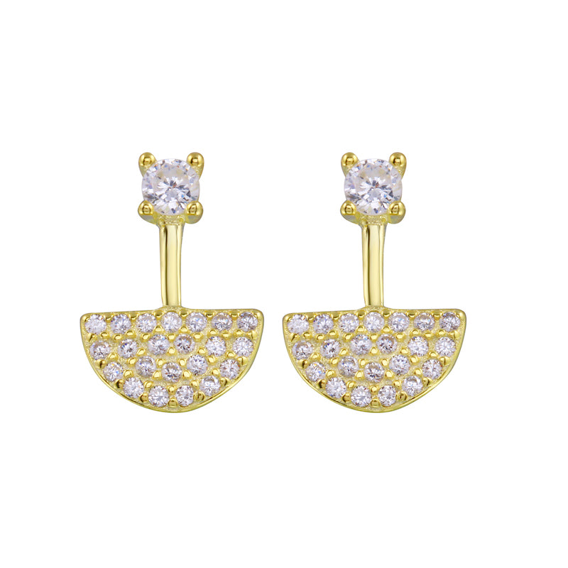 CZ Pavé Half Circle and Bar Earrings-Earrings-Ashley Schenkein Jewelry Design
