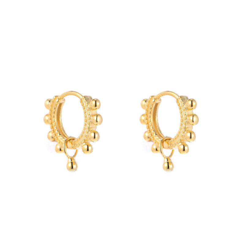 Gold Ball Huggie Earrings-Earrings-Ashley Schenkein Jewelry Design