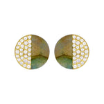 Half Polished Gemstone and Pavé Stud Earrings-Earrings-Ashley Schenkein Jewelry Design