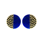 Half Polished Gemstone and Pavé Stud Earrings-Earrings-Ashley Schenkein Jewelry Design