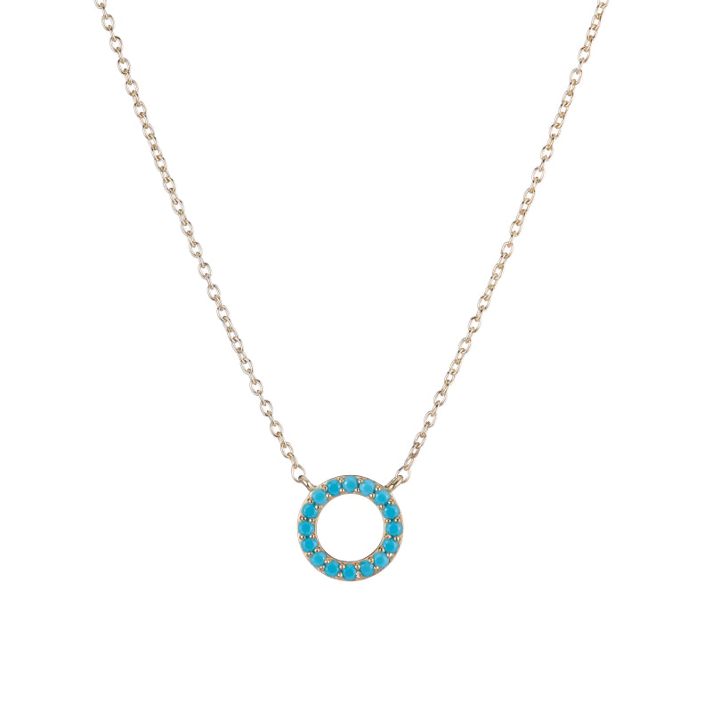 Gemstone Pavé Open Circle Necklace-Necklaces-Ashley Schenkein Jewelry Design