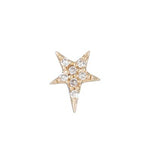Diamond Yellow Gold Star SINGLE Stud Earring, 14k-Earrings-Ashley Schenkein Jewelry Design