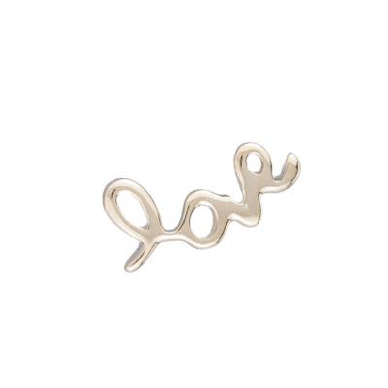 Solid Yellow Gold Love SINGLE Stud Earring, 14k-Earrings-Ashley Schenkein Jewelry Design