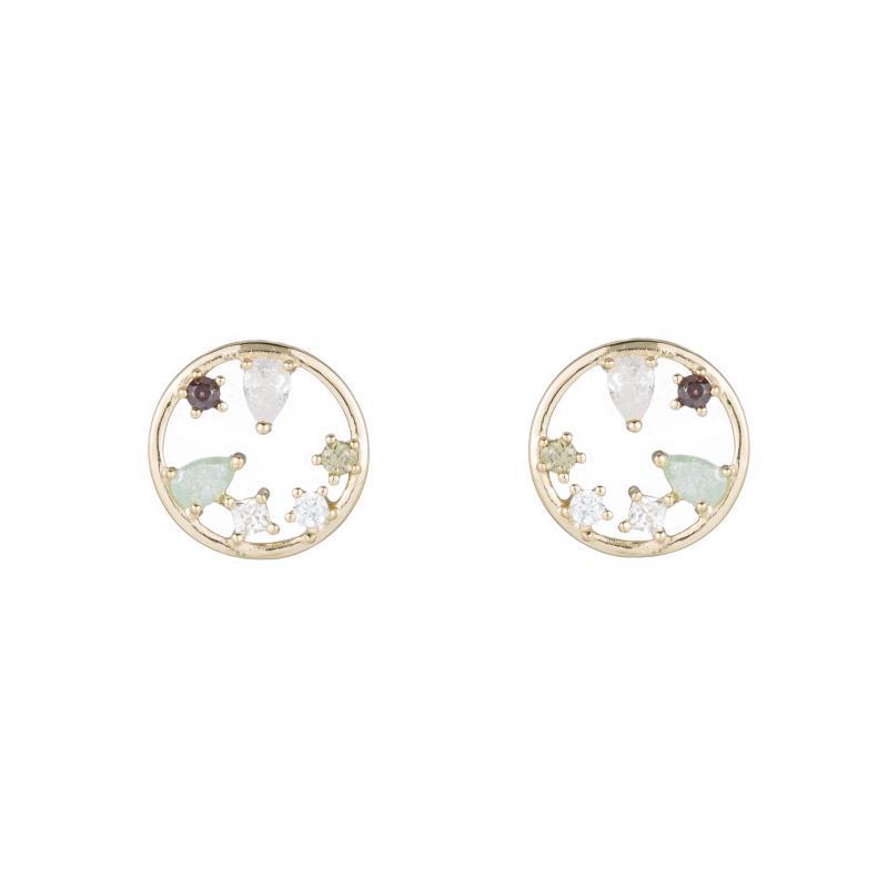 Melrose Open Circle Gemstone Stud Earrings-Earrings-Ashley Schenkein Jewelry Design
