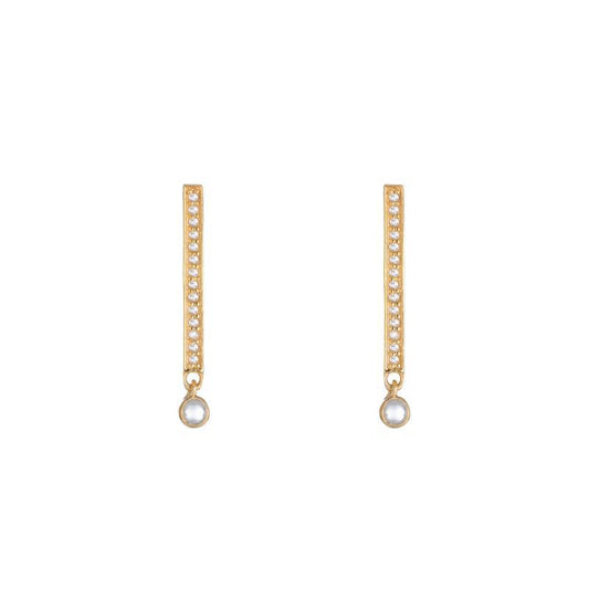 Brooklyn Diamond Bars with Moonstone Dangle Earrings-Earrings-Ashley Schenkein Jewelry Design