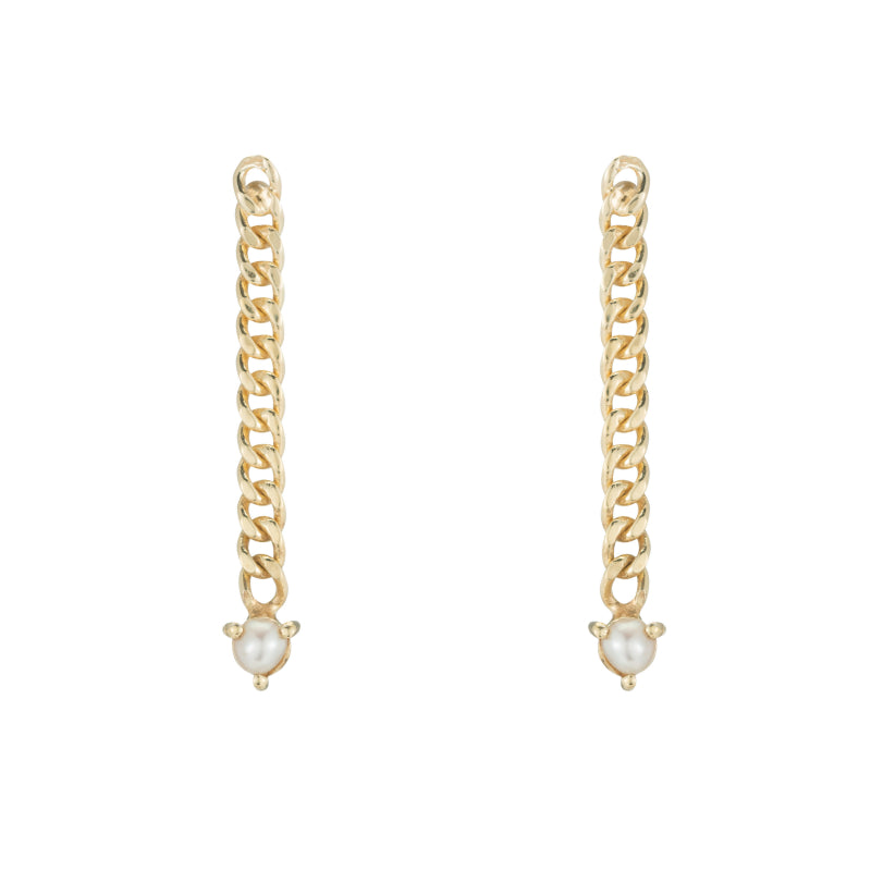 Seattle Curb Chain Gemstone Drop Earrings-Earrings-Ashley Schenkein Jewelry Design